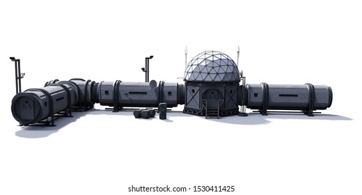 Research Base, Habitat For Astronauts On Mars Or Moon (3d Science Illustration) 