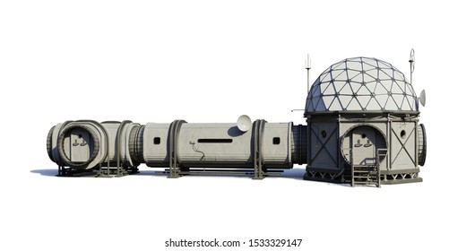 Research Base, Habitat For Astronauts On Mars Or Moon (3d Science Rendering) 