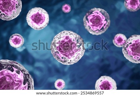 Research of stem cells. Stem cells under a microscope. Cellular Therapy. 3d-rendering