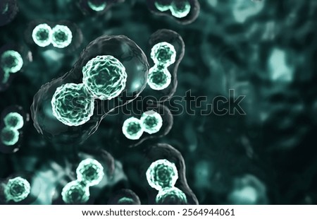 Research of stem cells. Cells under a microscope. Cellular Therapy. 3d-rendering