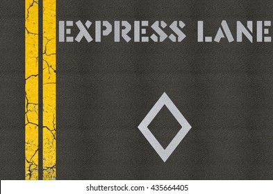 Reserved Express Lane Marked On Asphalt