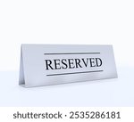 Reserved tent card blurred background design key visual layout. 3d rendering. 3d illustration.