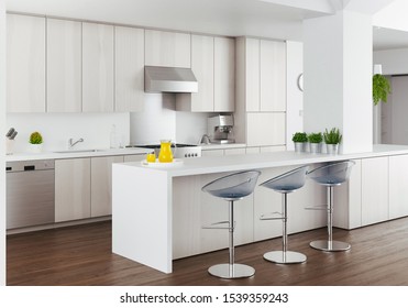 Residential interior of modern kitchen in luxury mansion, 3d rendering - Shutterstock ID 1539359243