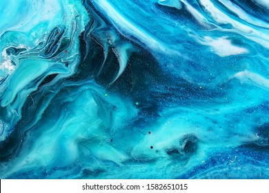 Resin Fluid Pouring Art Abstract Sea Background