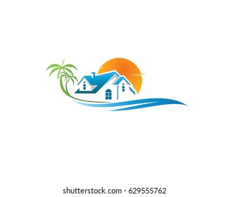 Seaside Real Estate Logo Template Stock Vector (royalty Free) 213769381