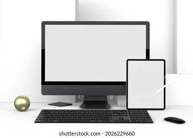 Responsive V.6 With White Background 3D Rendering