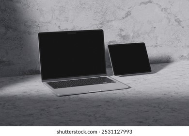 Responsive Web Design and website Mockup, Devices Mock up, Smartphone desktop tablet laptop template Mockup, Realistic 3D Render Illustration.