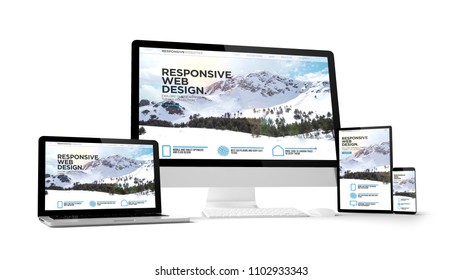 responsive website isolated gadget devices 3d rendering