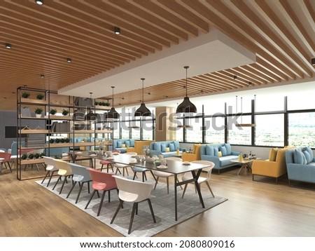 Restaurand Cafe Interior, Rendering 3D.