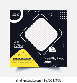 Restaurant Business Social Media Post Template.Modern social template post banner. Food discount post template.Social Media Post Design Template for Food Promotion.
Social media banner for food . - Powered by Shutterstock