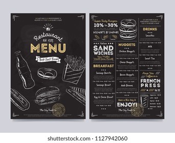 Restaurant cafe menu template design on chalkboard background raster illustration - Powered by Shutterstock