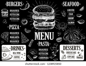 Waffle Pancake Menu Template Restaurant On Stock Vector (Royalty Free ...