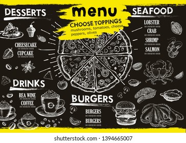 Restaurant cafe menu, template design. Food flyer.