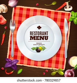 Restaurant Menu Front Page Plate Cutlery Stock Illustration 780329857 ...