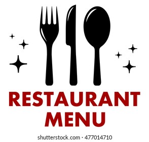 restaurant menu symbol with fork, knife and spoon - Powered by Shutterstock