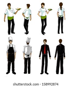 Restaurant People And Uniform Illustration