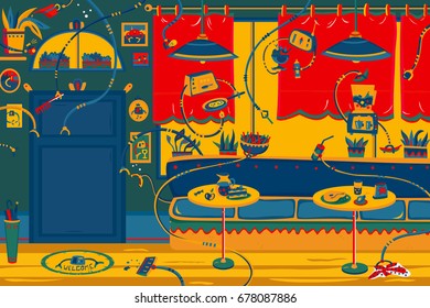 Restaurant with robots