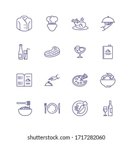 Restaurant Service Line Icon Set. Chef, Meal, Menu. Catering Concept. Can Be Used For Topics Like Cafe, Cooking, Occupation