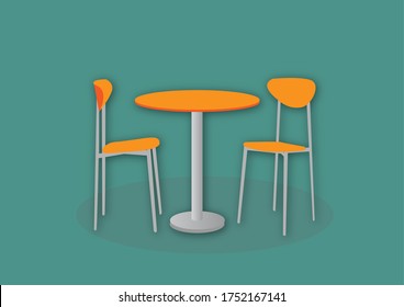 The Restaurant Table With Two Chairs Arranged Opposite One Another.