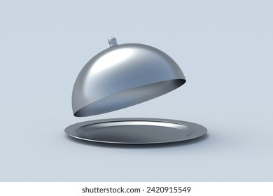 Restaurant trays with cloches. Banquet table setting. Food menu. Dishes in the kitchen. Luxury service. Cuisine of the world. 3d render - Powered by Shutterstock