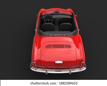 Restored Old Vintage Red Cabriolet Car - Top Down View - 3D Illustration