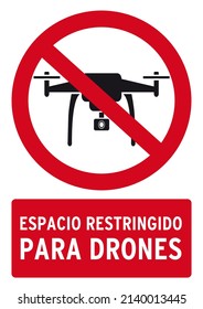 Restricted Space For Drones Poster. This Poster Is In Spanish Language.