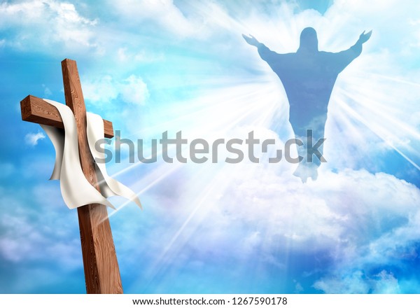 Resurrection Christian Cross Risen Jesus Christ Stock Illustration ...