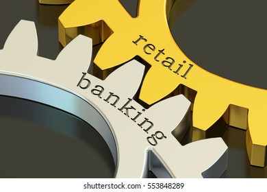 Retail Banking Concept On The Gearwheels, 3D Rendering