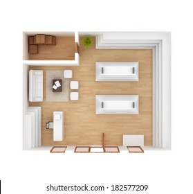 Retail Store Interior Floor Plan 3D Top View