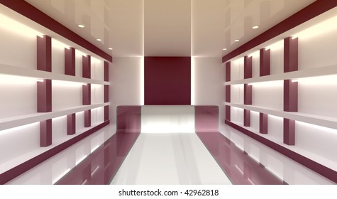 Retail Store Interior W Empty Shelves