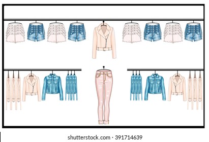 Retail Visual Planograms Illustration Of Woman Fashion Clothes