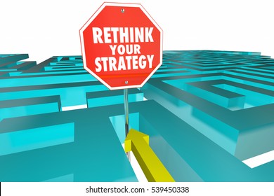 Rethink Your Strategy New Plan Maze Sign 3d Illustration