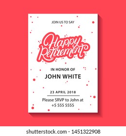 Retirement party invitation. Happy Retirement hand written lettering. Modern brush calligraphy. Template for greeting card, poster, logo, badge, icon, banner.  - Powered by Shutterstock