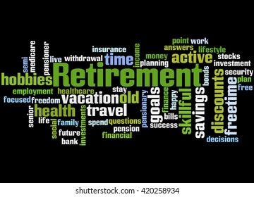 Retirement Word Cloud Concept On Black Stock Illustration 420258934 ...