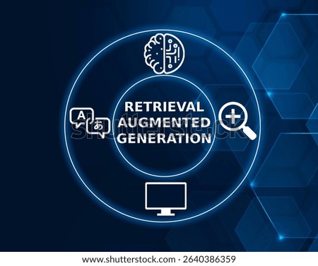 retrieval augmented generation tech concept.A machine learning model that combines retrieval of relevant data and generation of responses, often used in natural language processing tasks.