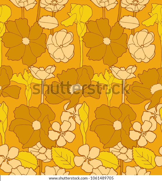 Retro 60s Floral Wallpaper Seamless Stock Illustration 1061489705 | Shutterstock