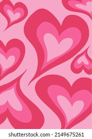 Retro 70s heart. Pink background.
