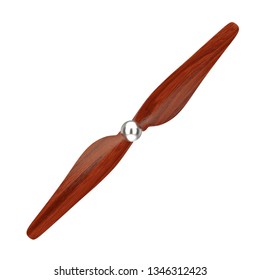 Retro Airplane Wooden Propeller on a white background. 3d Rendering 