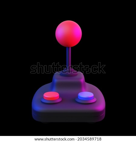 Retro arcade game joystick controller. 3D render illustration.