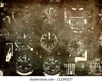 Retro Aviation, Aircraft Instruments Grunge Background