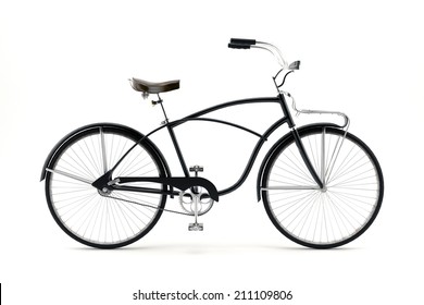 Retro bicycle, styled bicycle, bicycle image of a nineteenth century bicycle, bicycle isolated on a white background, black bicycle - Powered by Shutterstock