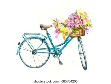 vintage blue bike with basket