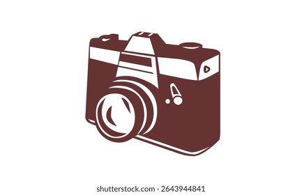 Retro camera graphic design element perfect for photography branding vintage aesthetics websites blogs and more. High-resolution illustration.