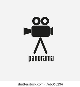 Retro Camera Icon. Panorama Icon. Viewpoint Icon. 