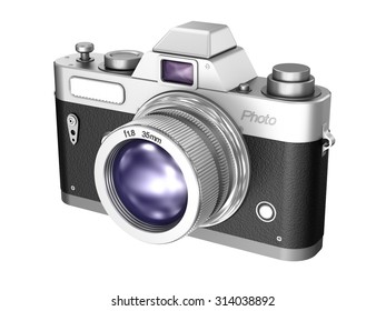 Retro camera isolated on white background