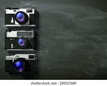 Retro camera on a black background