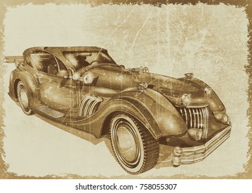 Retro car isolated.
