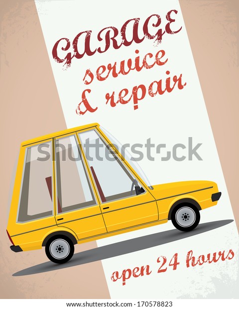 Retro car service\
sign