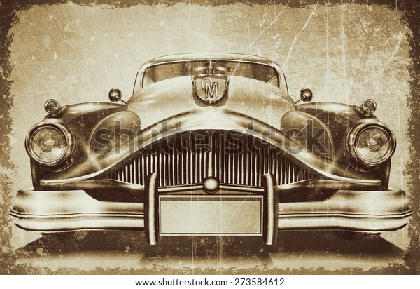 Retro car.Vintage\
background.