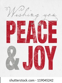Retro Christmas Letterpress Greeting Card - Peace & Joy